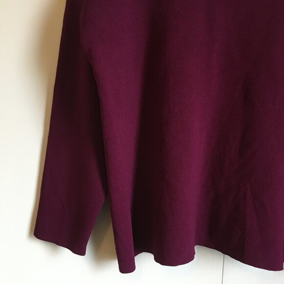 Merlot Red Cross Tie V-Neck Knit Sweater Top - Picture 4 of 14